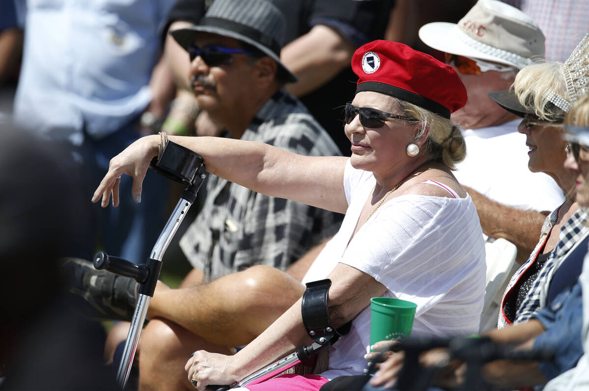 Michelle Laxalt listens to speakers at the 4th annual Basque Fry in Gardnerville on Saturday, A ...