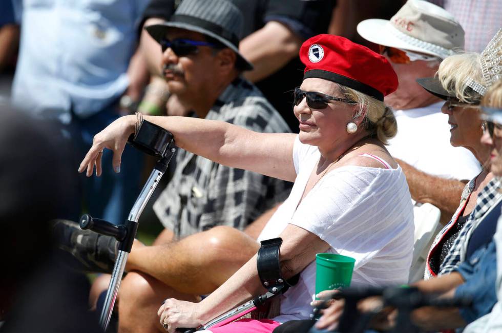 Michelle Laxalt listens to speakers at the 4th annual Basque Fry in Gardnerville on Saturday, A ...