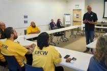 Nevada Attorney General Aaron Ford addresses the public at a listening session intended to gath ...