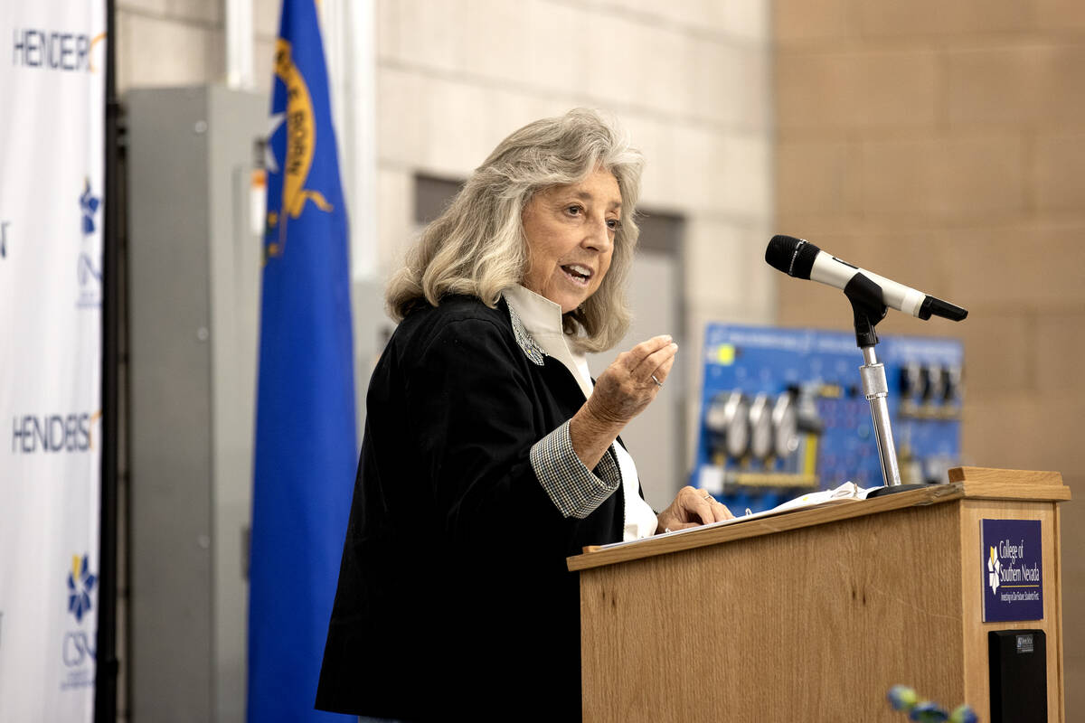 Rep. Dina Titus, D-Nev., speaks during an opening event for the Debra March Center of Excellenc ...