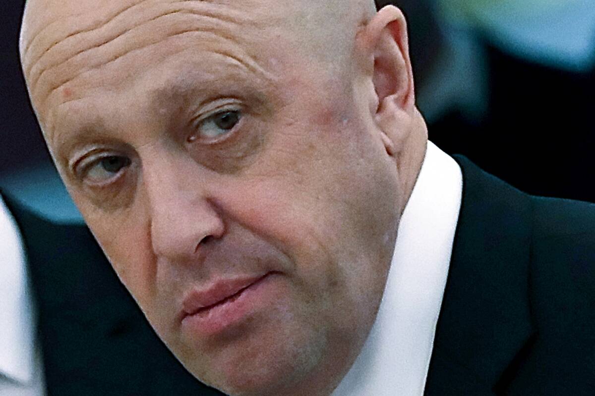 FILE - Russian businessman Yevgeny Prigozhin is shown prior to a meeting of Russian President V ...