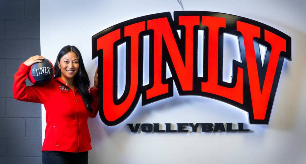 UNLV head volleyball coach Malia Shoji in the locker room on Friday, May 5, 2023, in Las Vegas. ...