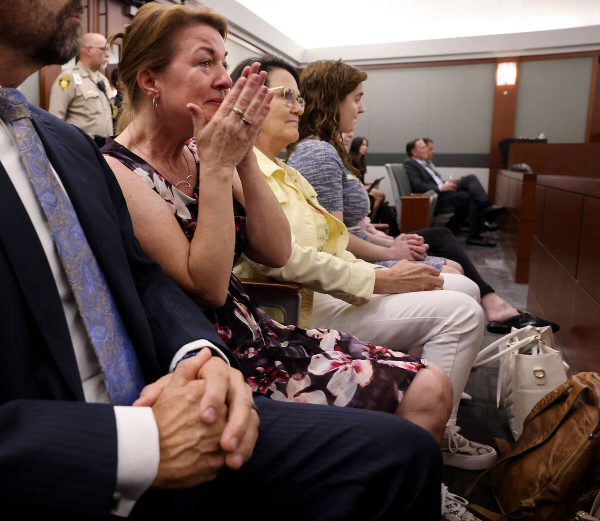 Colleen Beyer, daughter of murder victim Sharon Causse Randolph, reacts in court at the Regiona ...