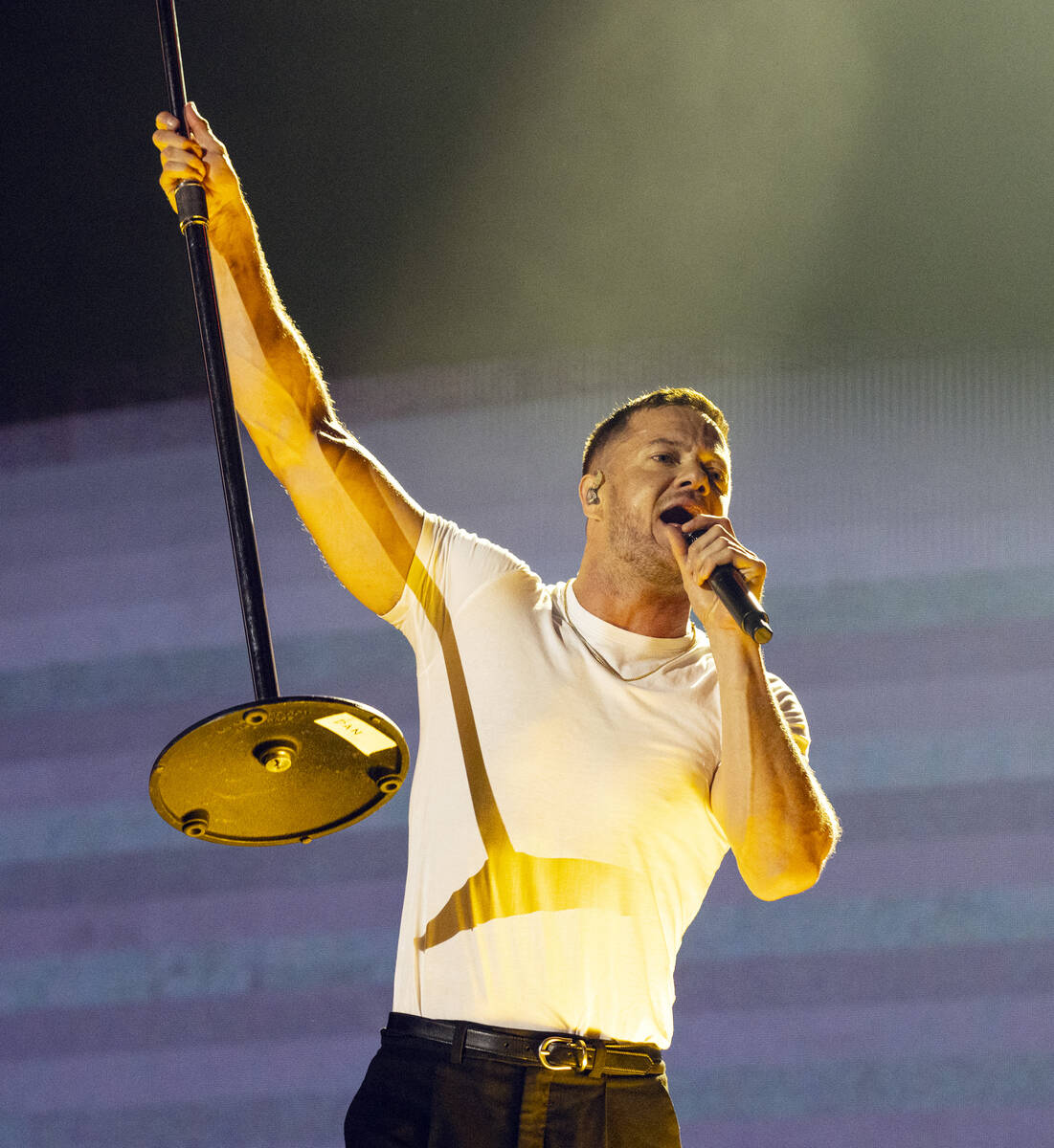 Dan Reynolds, of Imagine Dragons, performs at Allegiant Stadium, on Saturday, Sept. 10, 2022, i ...