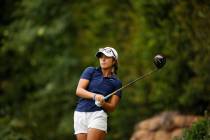 Yana Wilson watches her tee shot on hole eight during the round of 32 of the 2023 U.S. Women's ...
