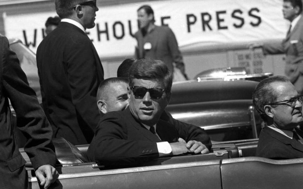 President John F. Kennedy speaks at the Las Vegas Convention Center in Las Vegas, Nevada, on Se ...