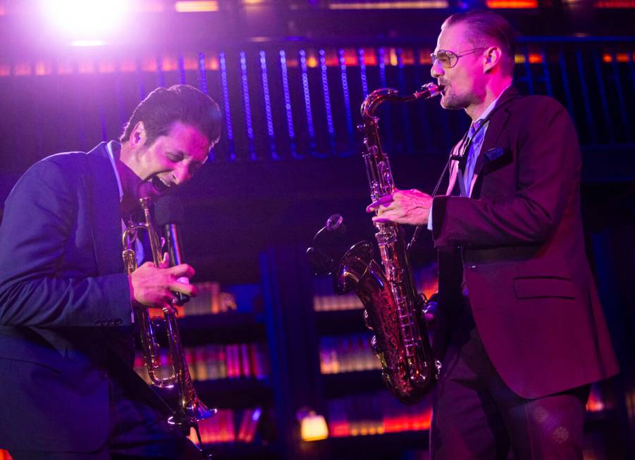 Brian Newman, left, and Steve Kortyka perform in Newman’s “After Dark" show ...