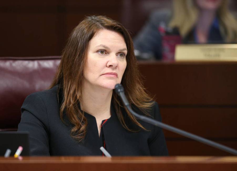 Assemblywoman Michelle Gorelow, D-Las Vegas, listens to testimony during an Education Committee ...