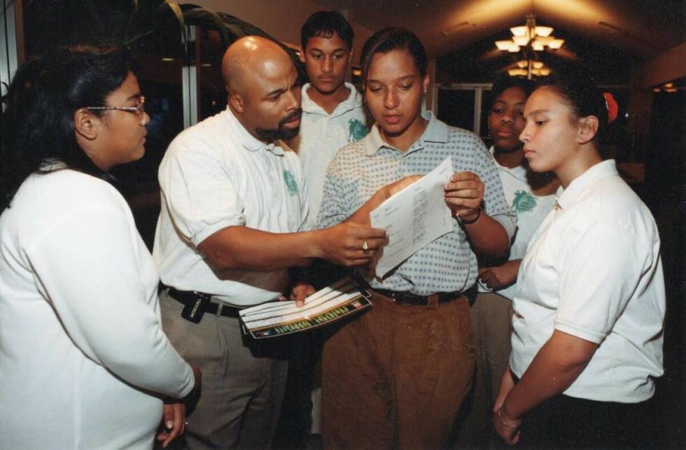 Jim Hart, center, with members of one of his early groups at the Southern Nevada Inner-City You ...