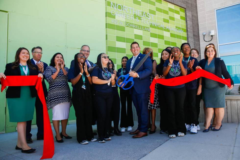 Northeast Career and Technical Academy students and faculty celebrate the grand opening of the ...