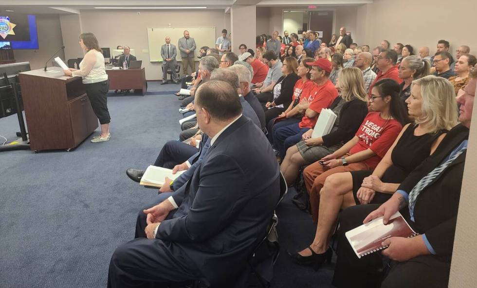 A representative of Culinary Union Local 226 addresses the Nevada Gaming Control Board in a pac ...