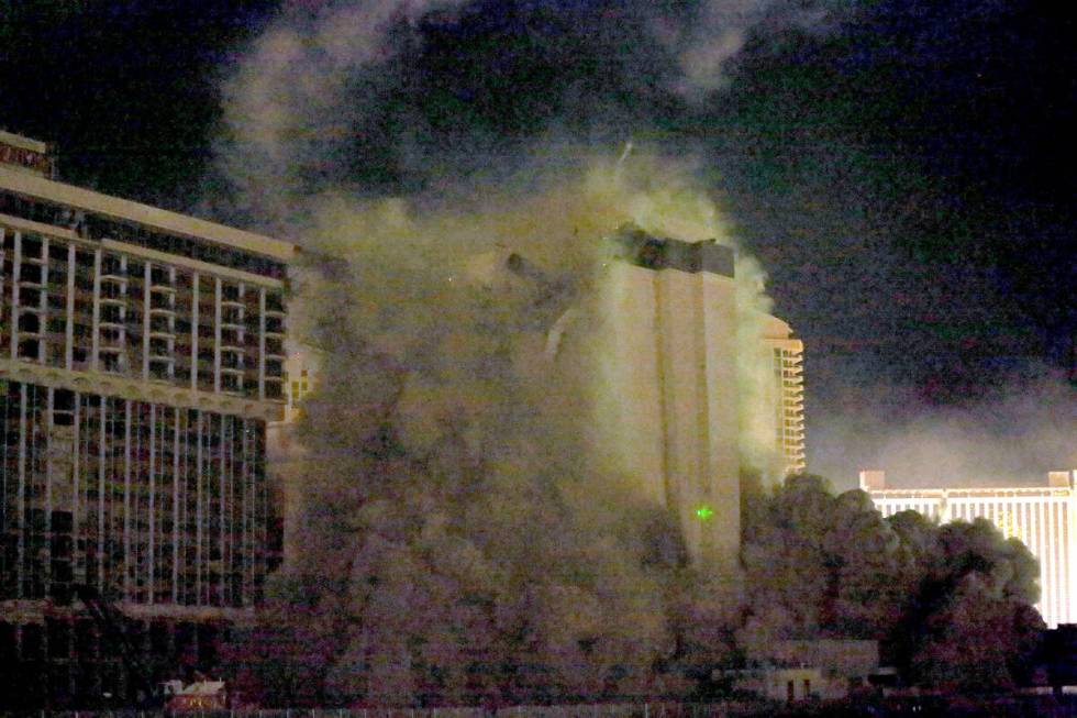 The Monaco Tower at the Riviera is imploded June 14, 2016. (Review-Journal files)