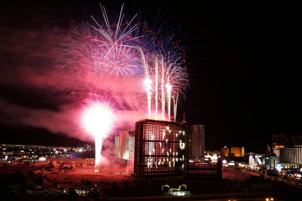 Fireworks signal the countdown to the Stardust implosion March 13, 2007. (Review-Journal files)