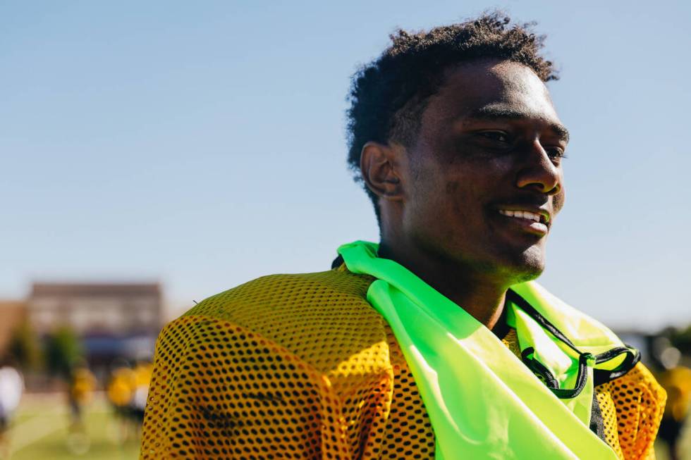 Somerset-Losee running back Malachi Johnson speaks to the Las Vegas Review-Journal during pract ...