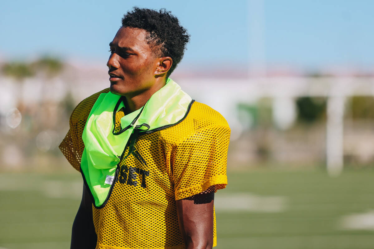 Somerset-Losee running back Malachi Johnson speaks to the Las Vegas Review-Journal during pract ...