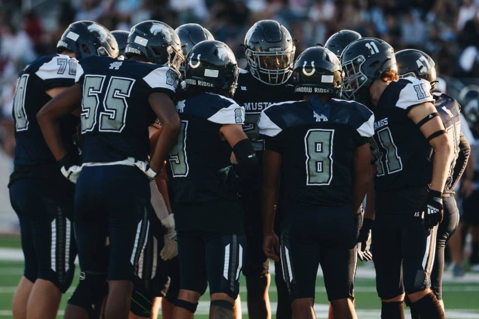 Shadow View regroups after giving up another touchdown to Arbor View during a game at Shadow Ri ...