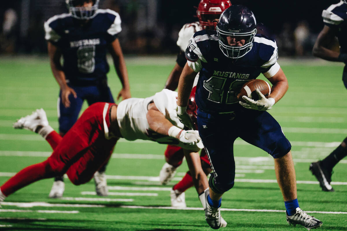 Shadow Ridge running back Evan Cannon (42) runs the ball during a game against Arbor View at Sh ...