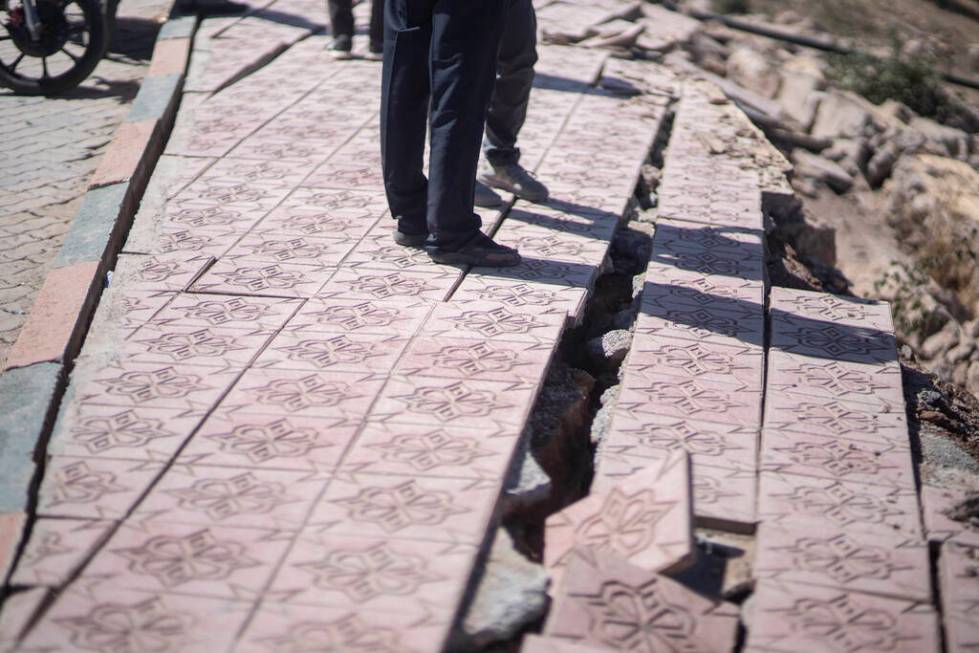 Damage caused by an earthquake can be seen in Moulay Brahim village, near Marrakech, Morocco, S ...