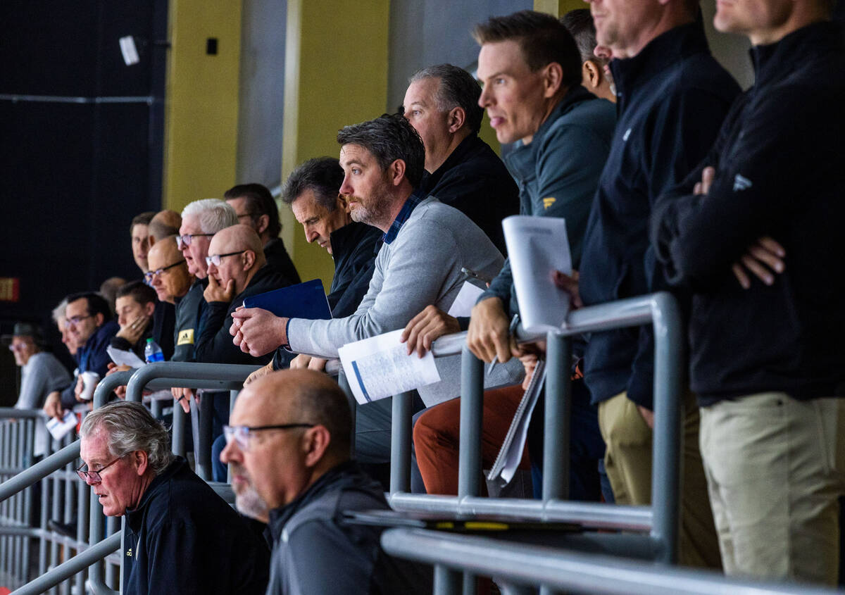 Plenty of observers take in the Golden Knights rookie practice at City National Arena on Thursd ...