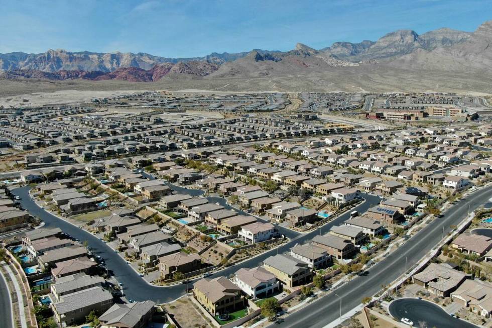 An aerial view of housing developments near Paseos Park in Summerlin on Tuesday, February 23, 2 ...