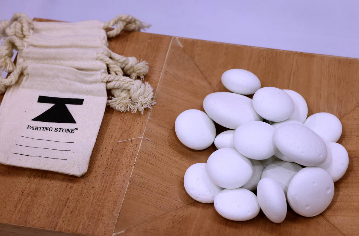 Samples are shown at the Parting Stone booth during the National Funeral Directors Association ...