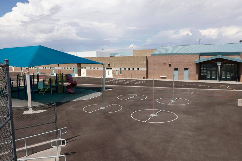 An empty playground at Twitchell Elementary School is seen Tuesday, Sept. 12, 2023, in Henderso ...