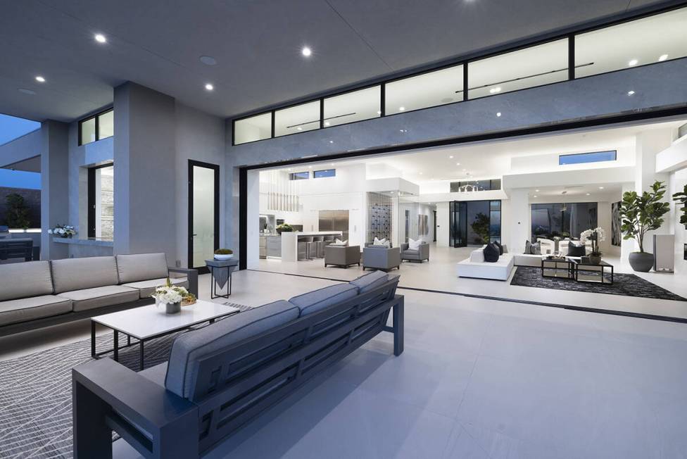 The living area opens to the patio. (Douglas Elliman Las Vegas)