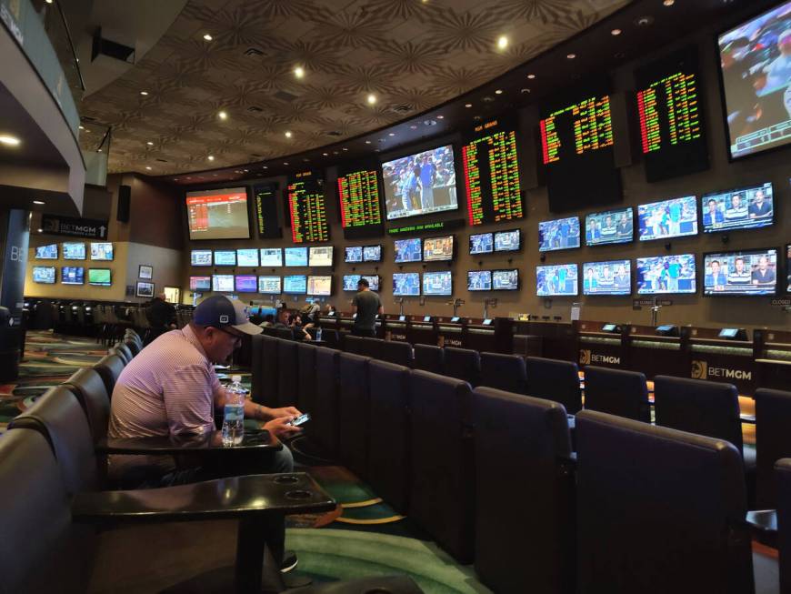 The MGM Grand sports book reopened Wednesday, Sept. 13, 2023, after being closed the day before ...