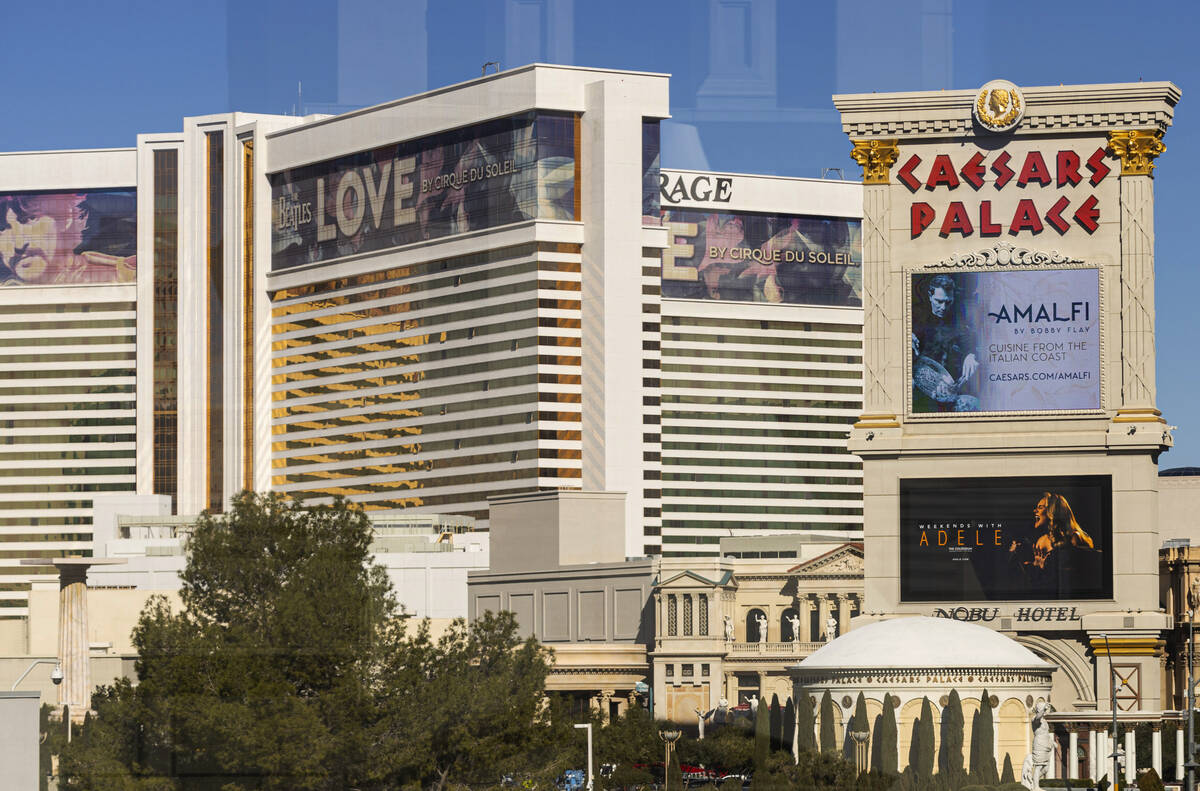 An exterior view of Caesars Palace on Thursday, Jan. 26, 2023, in Las Vegas. (Chase Stevens/Las ...