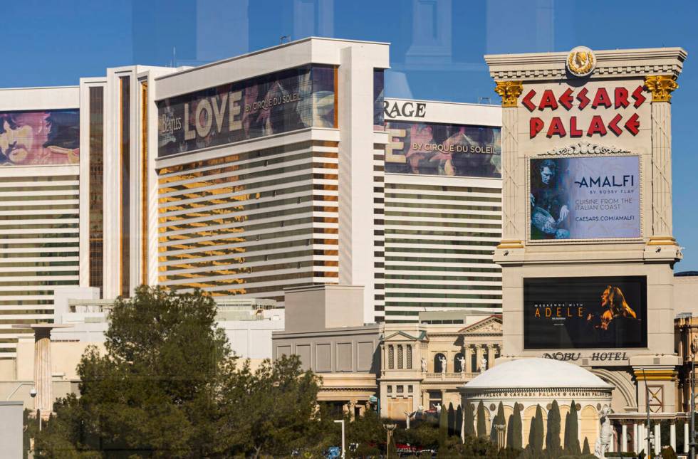 An exterior view of Caesars Palace on Thursday, Jan. 26, 2023, in Las Vegas. (Chase Stevens/Las ...