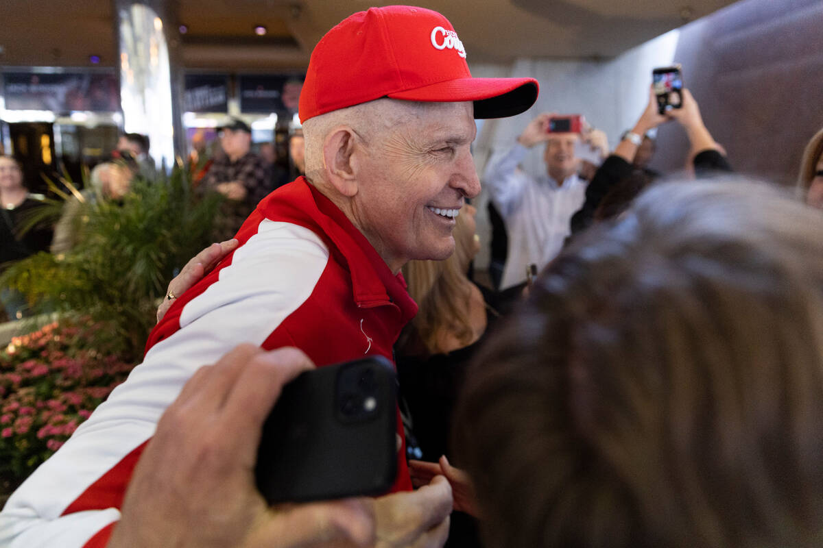 Jim “Mattress Mack” McIngvale talks to fans during the grand opening celebration at Horsesh ...