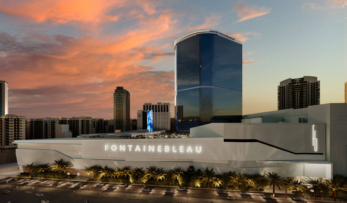 An exterior rendering of Fontainebleau Las Vegas, set to open Dec. 13, 2023, on the Strip. (Fon ...