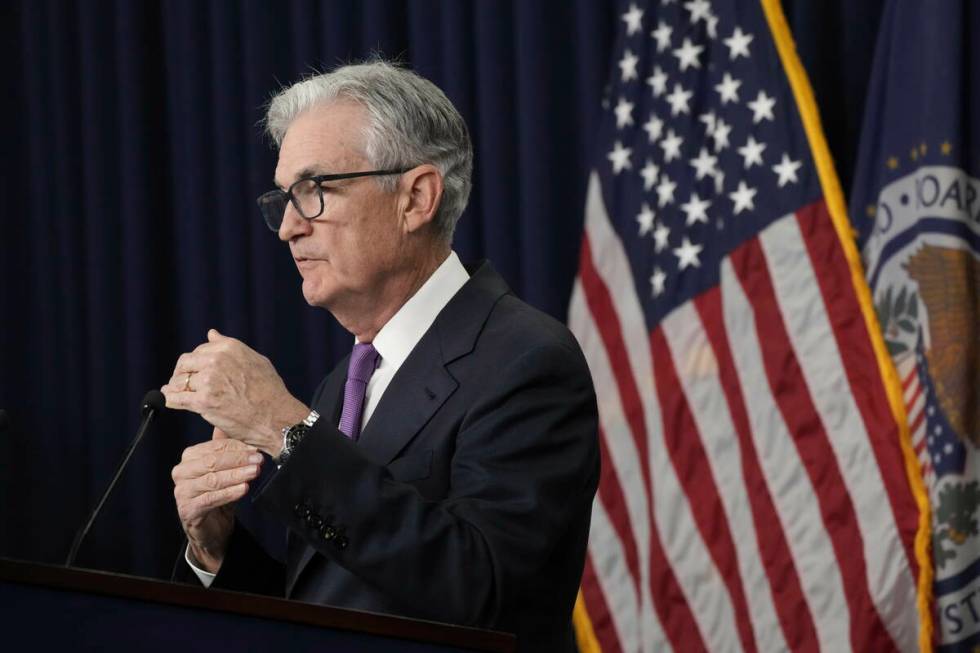 Federal Reserve Chairman Jerome Powell speaks during a news conference following the Federal Op ...