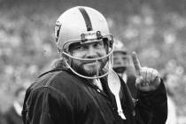 FILE - In this Dec. 27, 1976, file photo, Oakland Raiders quarterback Ken Stabler, who was side ...