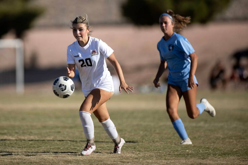 Doral’s Gianna Davis (20) defends the goal against Foothill during a girls high school s ...