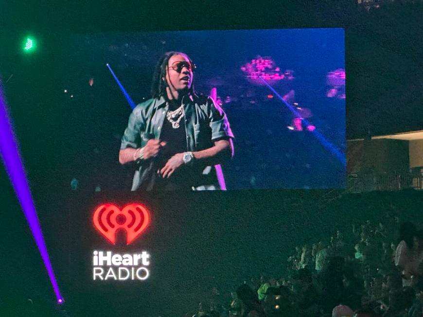 Lil Durk performs at the first night of iHeartRadio Music Festival at T-Mobile Arena on Friday, ...