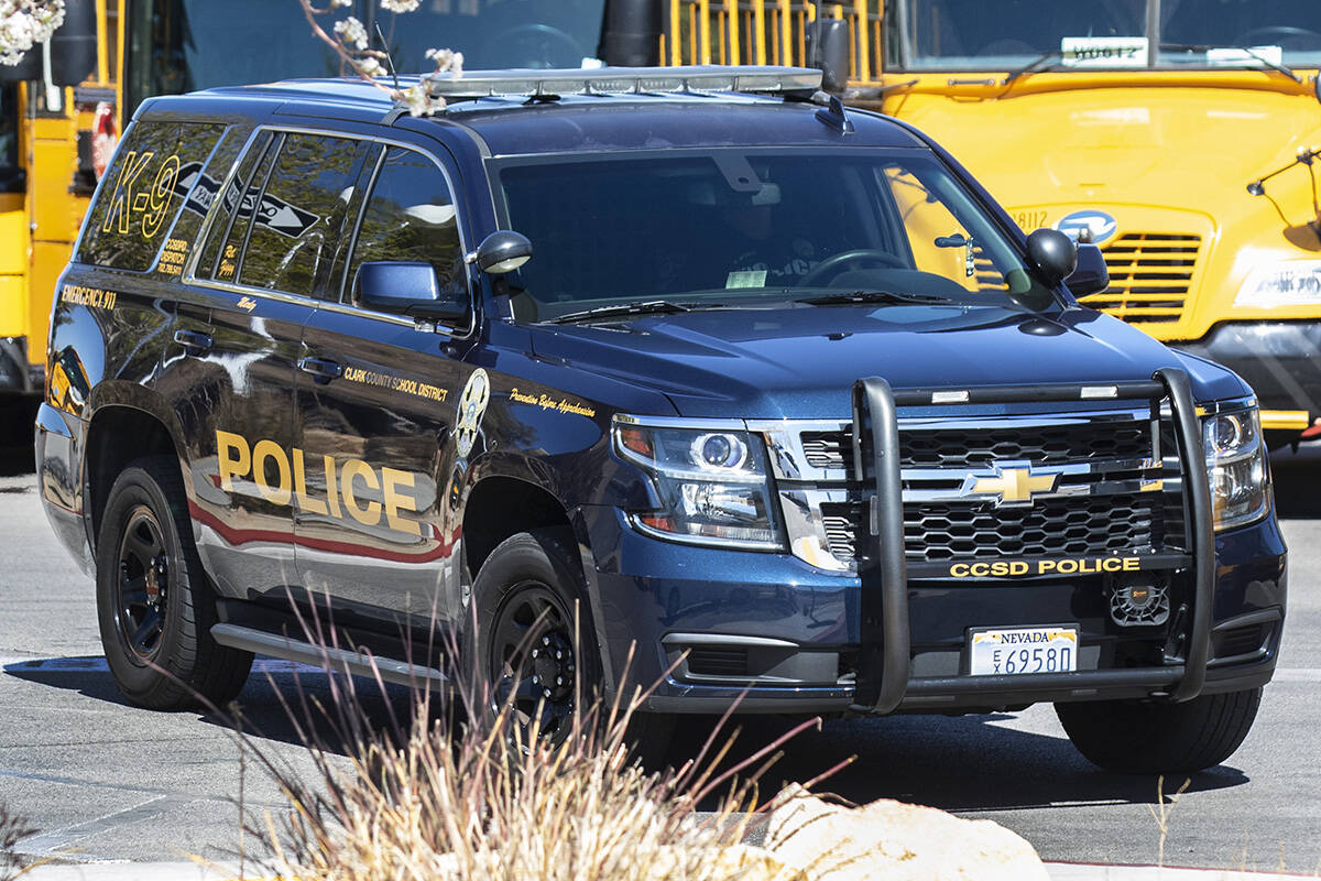 Clark County School District Police Department vehicle (Bizuayehu Tesfaye/Las Vegas Review-Jour ...