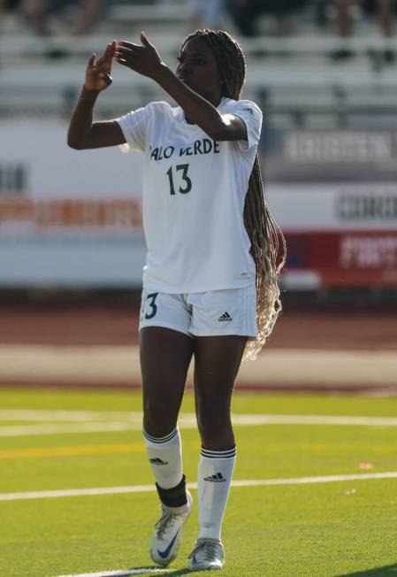 Palo Verde forward India Wilson signals to a teammate during a game against Coronado at Coronad ...