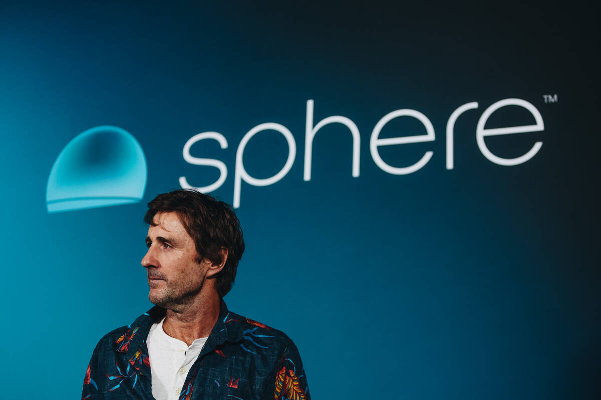 Actor Luke Wilson poses for photographs outside of the Sphere during its opening night on Frida ...