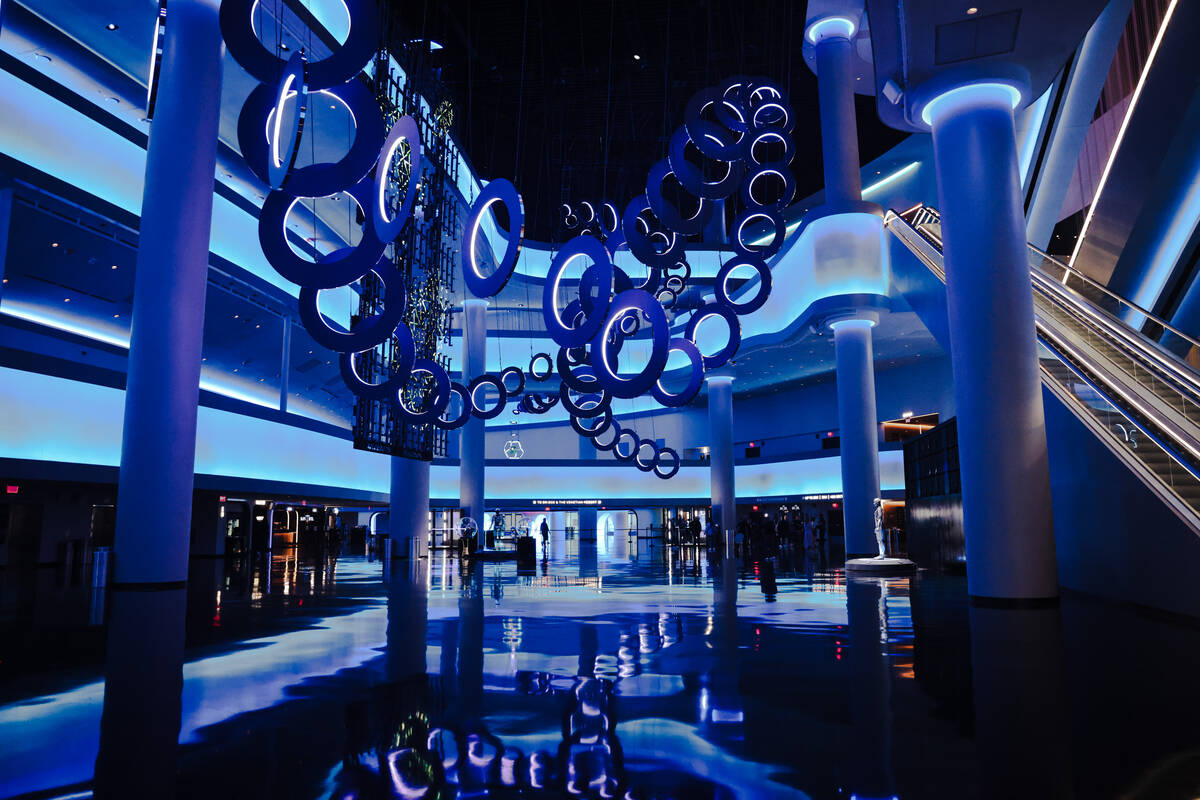 Th atrium inside The Sphere in Las Vegas, Thursday, Sept. 28, 2023. The spherical entertainment ...
