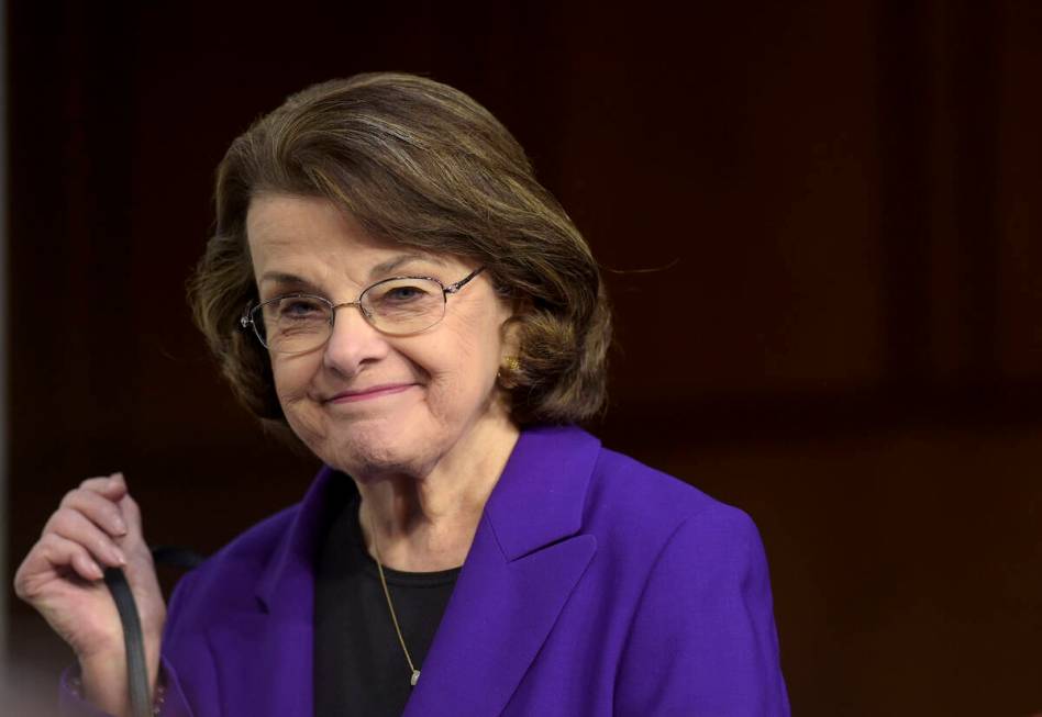 FILE - The Senate Judiciary Committee's ranking member Sen. Dianne Feinstein, D-Calif. returns ...