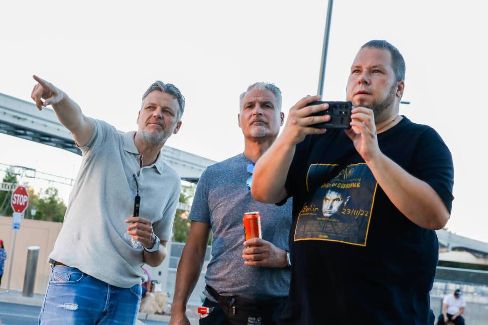 Jörg Uetzmann, from right, Oliver Borges, and Harry Niepelt, flew in from Germany to watch ...