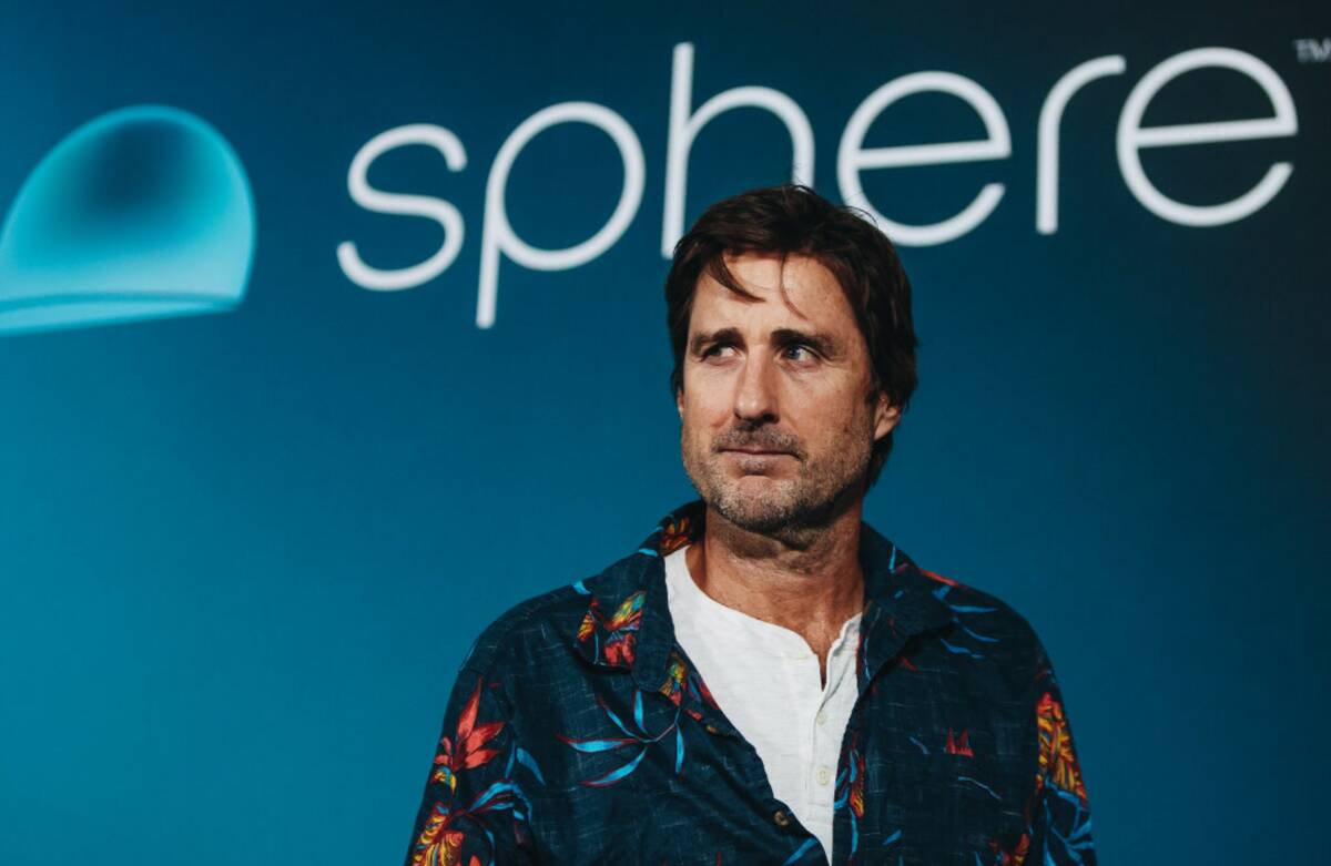 Actor Luke Wilson poses for photographs outside of the Sphere during its opening night on Frida ...