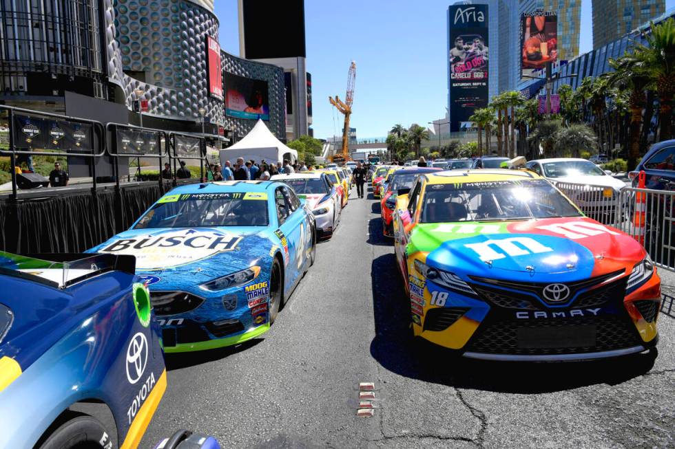 NASCAR Parade and Burnouts on the Las Vegas Strip. Thursday, September 13, 2018. (Glenn Pinker ...