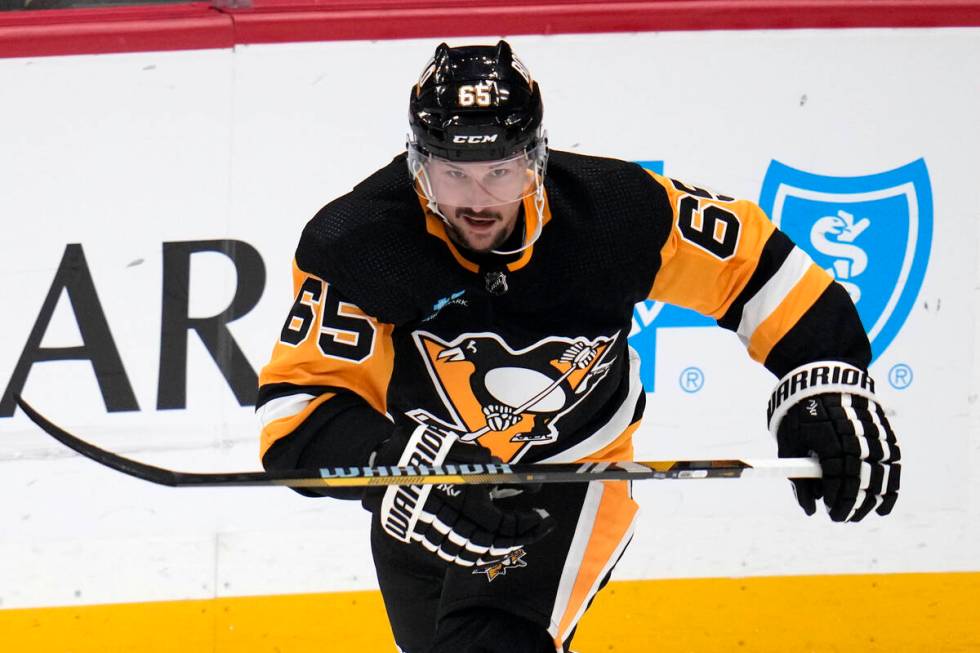 Pittsburgh Penguins' Erik Karlsson skates during the first period of a preseason NHL hockey gam ...