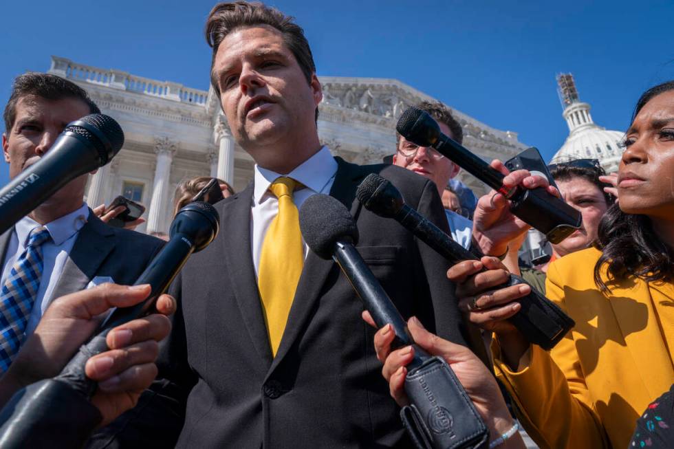 Rep. Matt Gaetz, R-Fla., one of House Speaker Kevin McCarthy's harshest critics, answers questi ...