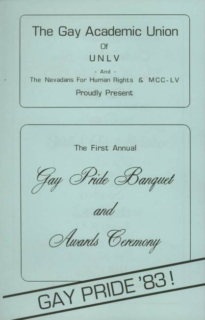 An ad for the Gay Academic Union’s First Annual Gay Pride Banquet in 1983. (UNLV Special ...