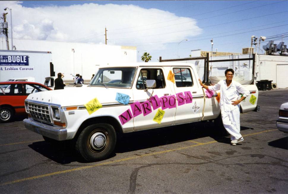 The first Gay Pride parade gathering behind the Flex nightclub at 4371 West Charleston Blvd on ...