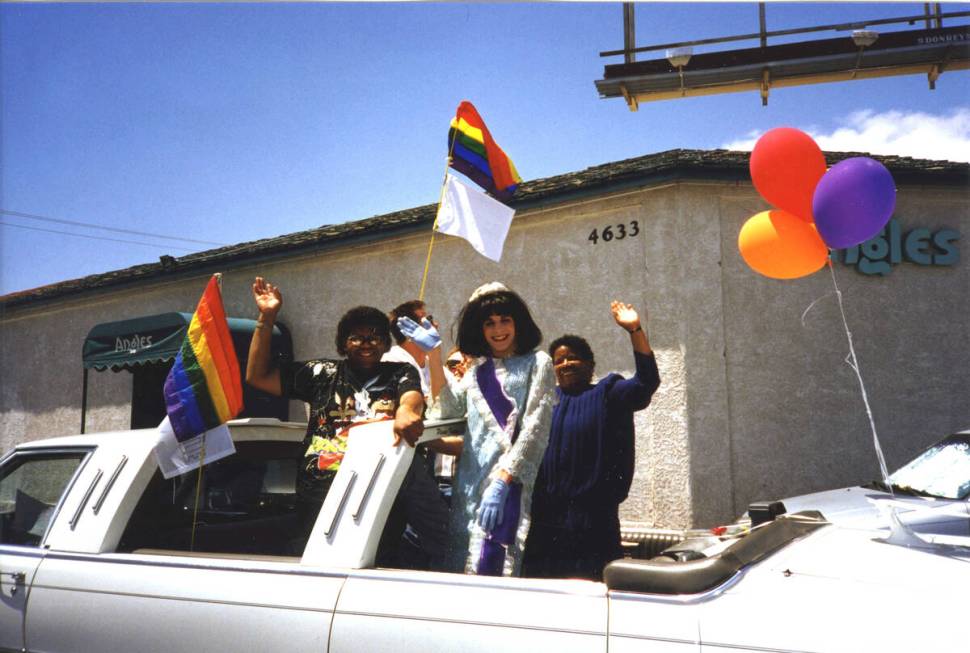 The first Gay Pride parade gathering behind the Flex nightclub at 4371 West Charleston Blvd on ...