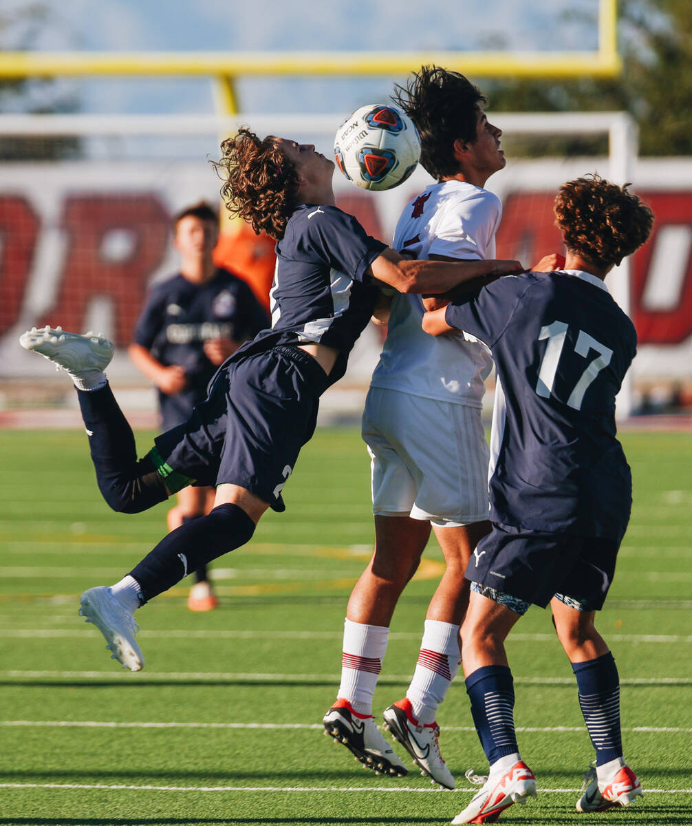 Players fight over the ball during a game between Arbor View and Coronado at Coronado High Scho ...